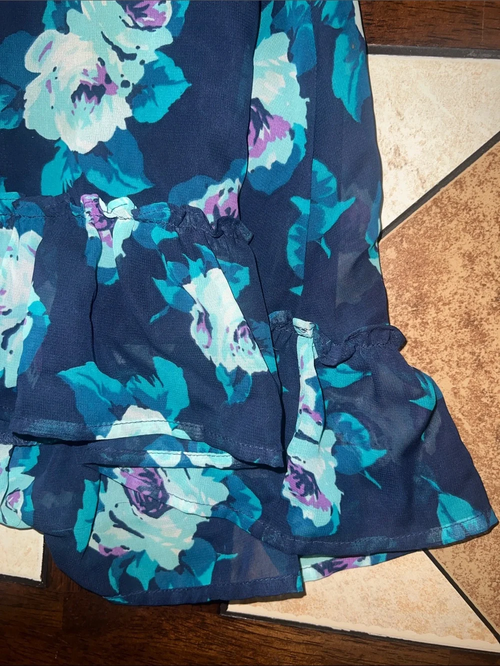 The Children's Place Navy Floral Sundress with Teal and White Roses